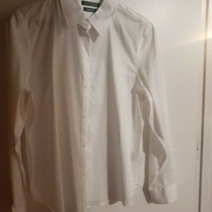 Ralph Lauren Women's No-Iron Button-Up Shirt, White Size M Gorgeous
